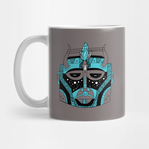 Blue Grey African Mask No 8 by kenallouis